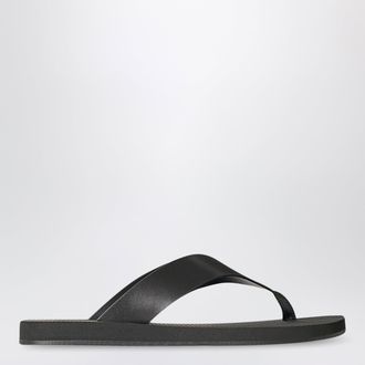 The Row Black Dune leather flip-flops