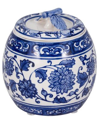 Sagebrook Home 5In 8.5Oz Peony Chinoiserie Lidded Candle