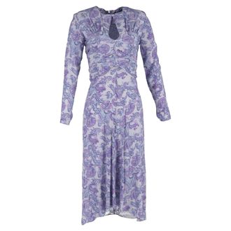 Isabel Marant Telima Cutout Ruched Paisley-Print Crepe Dress in Purple Silk