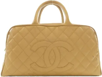 Chanel Beige Grained Calfskin Boston Bag (Pre-Owned)
