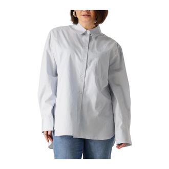 Gestuz Overhemden, Dames, Blauw, M, Katoen, Blauwe Katoenen Blouse Noellegz Shirt