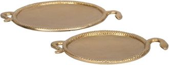 Sagebrook Home Set Of 2 Snake Border Round Trays