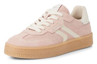 Tamaris Plateausneaker TAMARIS, Damen, Gr. 36, rosa (rose), Leder, Veloursleder, Fischgratmuster, kontrastfarbene Details, Basic, Schuhe Plateausneaker, Freiz