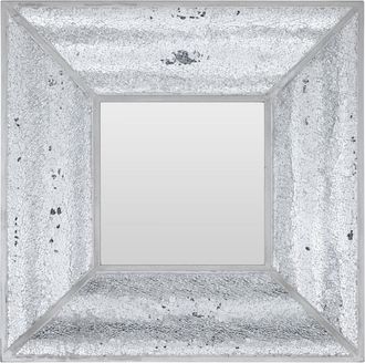 Premier Housewares Silver Wall Mirror For Garden And Bedroom Reflective Square Bathroom Mirrors Wall Mounted Contemporary Mosaic Design Hallway