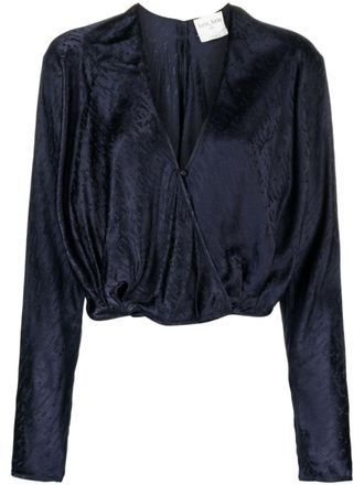 Forte_Forte patterned-jacquard long-sleeve blouse - Blauw