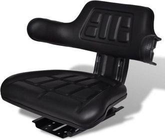 vidaXL Asiento De Tractor Con Respaldo Negro Vidaxl