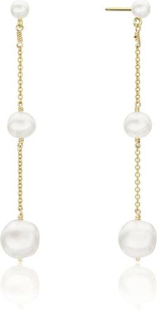 Lily & Roo Gold Three Graduated Pearl Drop Earrings