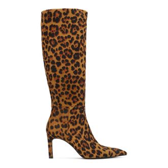 Kazar Kazar leren hoge laarzen met natuurlijk gevlekt bont - Dames - Schoenen - Bruin - Maat: 36 EU Leer