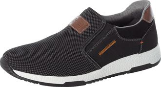 Rieker Slip-On Sneaker RIEKER, Herren, Gr. 40, schwarz, Lederimitat, Textil, Schuhe Slip-On Sneaker, Casual Slipper, Freizeitschuh, Schlupfschuh mit Kontrast