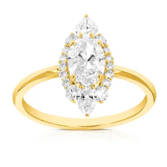 Vir Jewels 1 cttw Round, Pear and Oval Lab Grown Diamond Engagement Ring in 14K Yellow Gold For Women