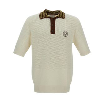 Dr&ocirc;le de Monsieur Round-neck Knitwear, male, Beige, Size: L Polo Maille Ajour&eacute; D Miroir