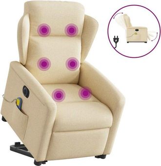 vidaXL Vidaxl - Sill&oacute;n De Masaje El&eacute;ctrico Reclinable Elevable Tela Crema