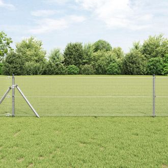 Berkfield Home Welded Wire Fence with 13 Posts 0.6x50 m Galvanised Steel in Silver