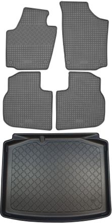OEM Skoda Rapid Kombi (5 Puertas) De 10/2013 A 03/2019. Juego De Alfombrillas De Goma Para Coche Y Alfombrilla Para Maletero