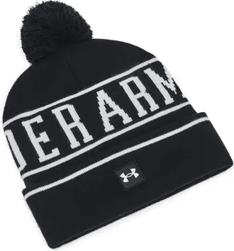 Under Armour Halftime Pompom Beanie in Black/white/white at Nordstrom