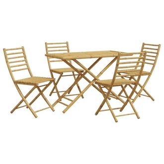 Berkfield Home 5 Piece Garden Dining Set Bamboo in Light Tan
