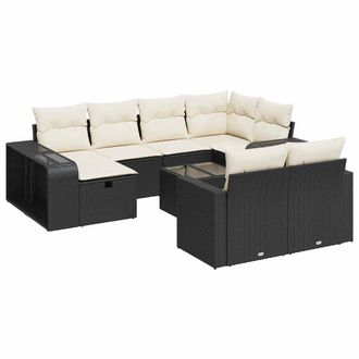 vidaXL Vidaxl - Set Divani Da Giardino 11 Pz Con Cuscini In Polyrattan Nero
