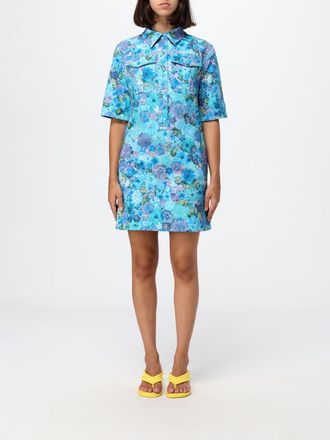 Chlo&eacute; Floral Stretch Cotton Mini Shirt Dress with Patch Pockets