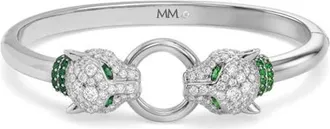 Melinda Maria Jaguar Cubic Zirconia Cuff Bracelet in Silver-White at Nordstrom, Size 7