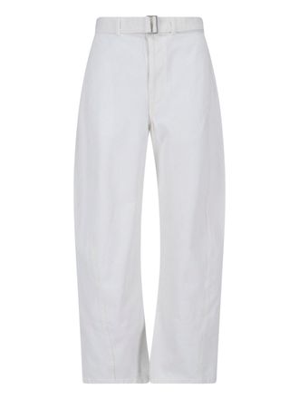 Christophe Lemaire White Twisted Cotton Curved Trousers