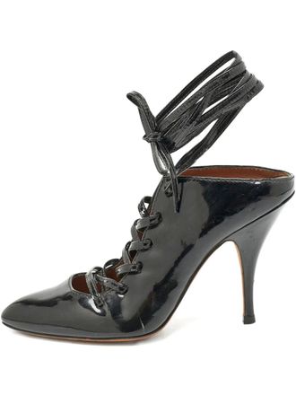 Givenchy 105mm lace-up patent-leather mules - Black