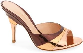 Gianvito Rossi Metallic Slide Sandal in Rose Gold/Bronze/Cabernet at Nordstrom, Size 10.5Us
