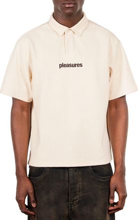 Pleasures Cable Short Sleeve Polo in Ecru at Nordstrom, Size X-Large
