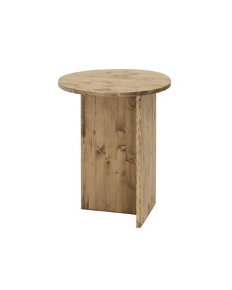 Deco Wood Mesa de centro de madera maciza en tono envejecido de 49,7x60cm