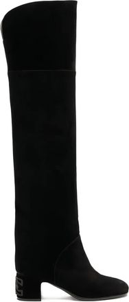 Casadei Muni Nomad 50MM over-the-knee boots - women - Calf Suede/Calf Leather/Fabric - 39 1/2 - Black