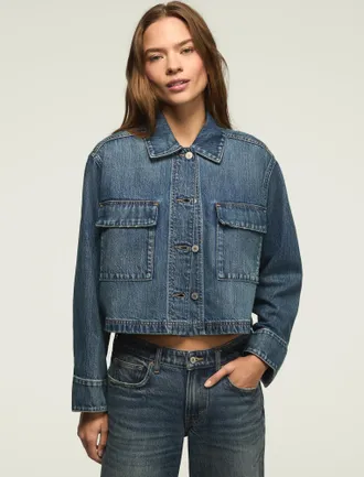 Lucky Brand Womens Denim Utility Jacket