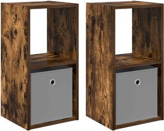 vidaXL Mesita De Noche 2 Uds. Roble Ahumado 30,5 X 27 X 59,5 Cm Vidaxl