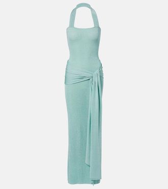 Aya Muse Knitted lam&eacute; maxi dress