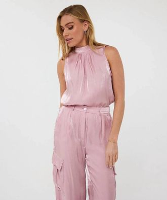 Esqualo Svea Silky Touch Halter Top In Pastel Pink