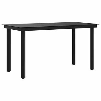 vidaXL Mesa De Comedor De Jard&iacute;n Acero Y Vidrio Negra 140x70x74 Cm Vidaxl