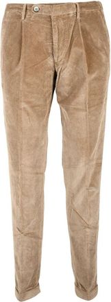 Michael Coal Tailored Beige Trousers with Velvety Texture