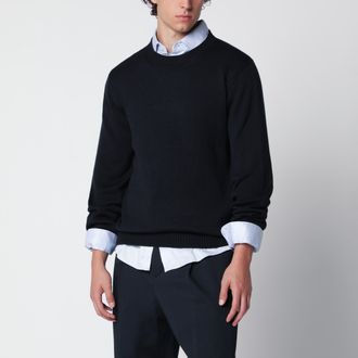 Roberto Collina Maglione girocollo blu navy in lana