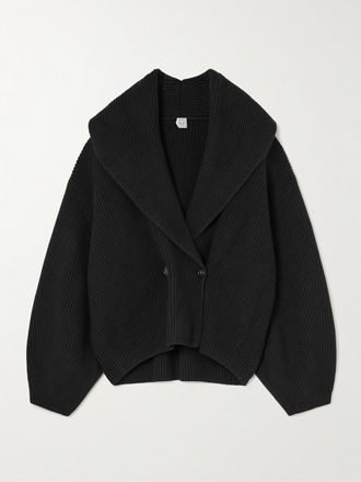Toteme Cardigan Oversize In Lana A Coste - Nero