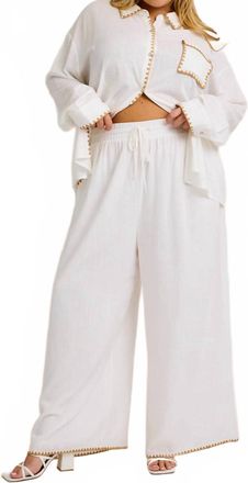 Gilli Ellie Wide Leg Pants - Plus In White