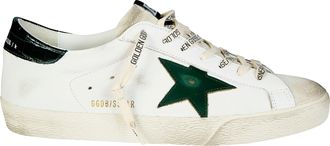 Golden Goose White Leather Green Star Sneakers