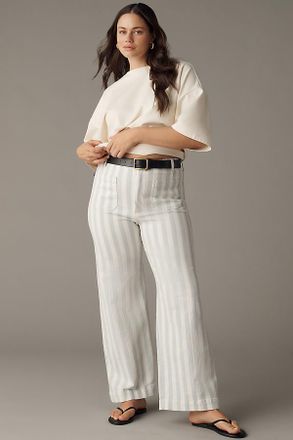 Maeve Colette Striped Full-Length Wide-Leg Pants by Maeve