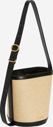 Jil Sander Womens Canno Bucket Bag Leather And Rafia Natural Polyamide Shoulder