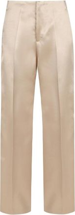 Philosophy di Lorenzo Serafini Satijnen broek met zijzakken - Dames - Wijde Broeken - Beige - M - Satijn - Broeken