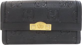 Gucci Black Leather Long Wallet (Bi-Fold) (Pre-Owned)