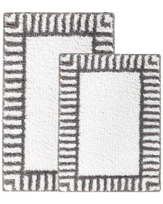 Superior Set Of 2 Inaya Striped Shag Washable Bath Rug