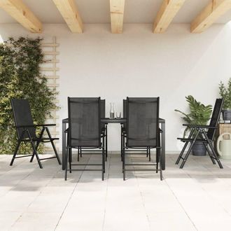 Berkfield Home 7 Piece Garden Dining Set Black Aluminium