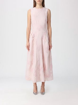 Rotate Abito midi A-line in mesh floreale con frange e spalle scoperte