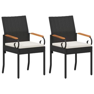vidaXL Sillas De Jard&iacute;n 2 Pcs Negro Y Blanco Crema Polirat&aacute;n Y Acacia Vidaxl