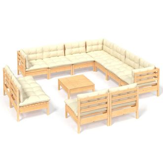 vidaXL Muebles De Jard&iacute;n 12 Piezas Cojines Madera Maciza De Pino Vidaxl