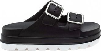 J/Slides Womens Simply B Dual-Buckle Slide Sandals In Black