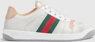Gucci Womens Screener Sneakers, White, Leather